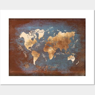 world map gold #map #worldmap Posters and Art